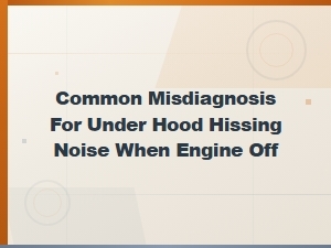 Common Misdiagnoses for Under Hood Hissing Noise When Engine Is Off
